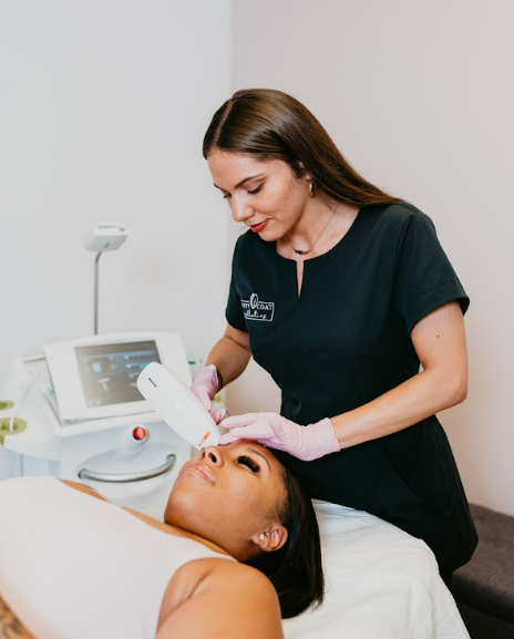 Beautiful Woman Getting RF Microneedling Treatment | White Coat Aesthetics in Las Vegas, NV